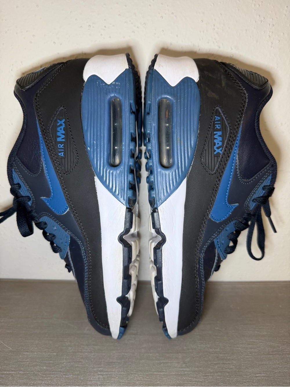 Nike Air Max 90 Leather Sneakers Youth 7Y 833412-402 Navy Blue - Picture 6 of 10